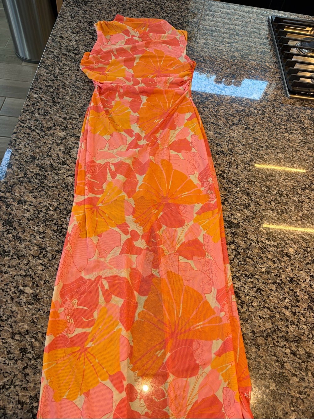 Women’s Maxi Dress - Coral Pink & Orange Floral